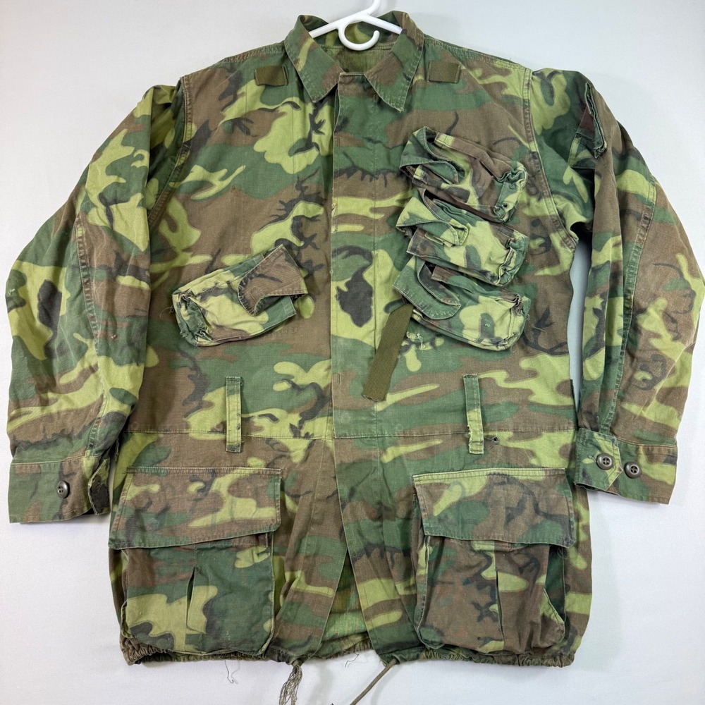 US Navy Experimental Field Jacket Mens Small Long Camo ERDL Multi Pocket 1970s